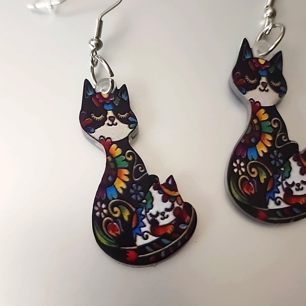 BOHEMIAN  Cat  Earrings - Picture 2 of 3